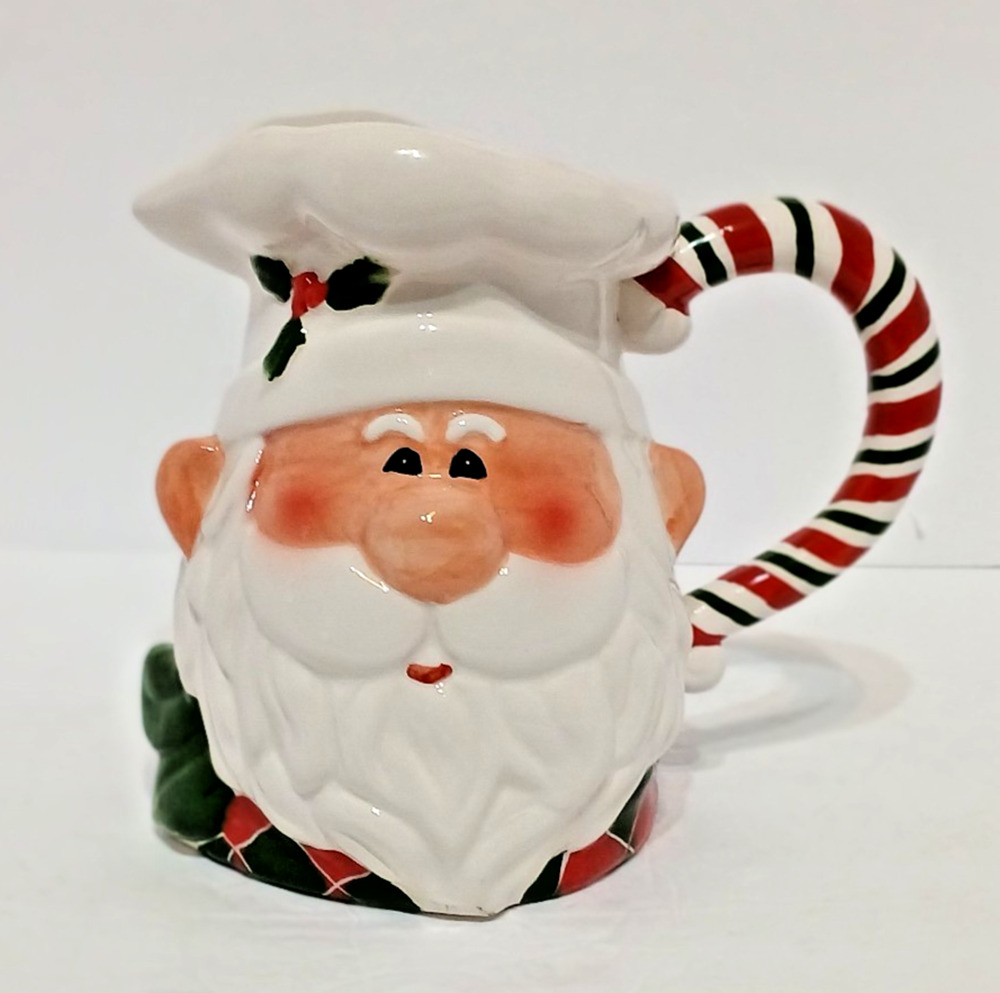Vintage Festive Bella Casa Santa Pitcher by Ganz Holiday Folk Whimsical Retro